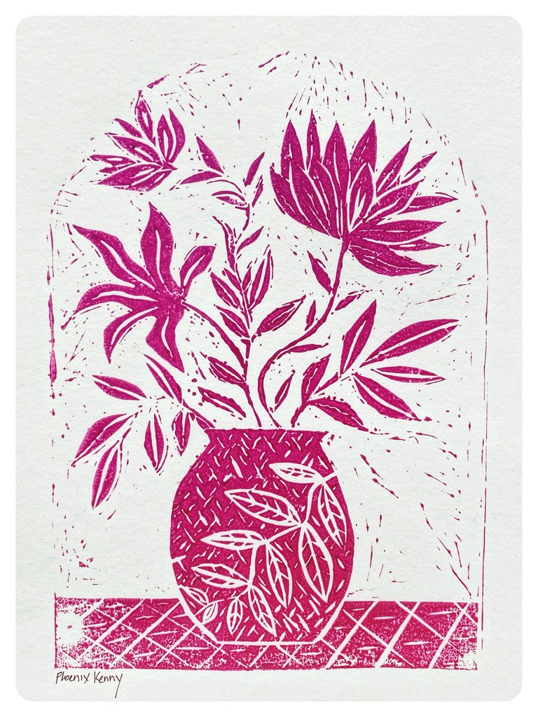 Still life lino print
